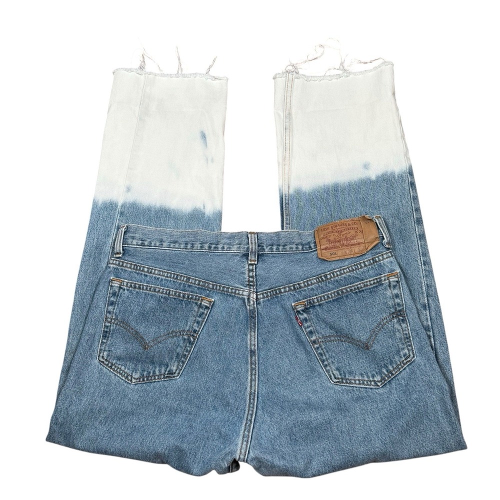 Vintage 90s Levis 501 0191 Denim Blue Jeans Made in USA Actual 35x28 -Customized